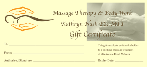 Massage T Voucher Kathryn Nash Massage Therapy And Bodywork Malvern